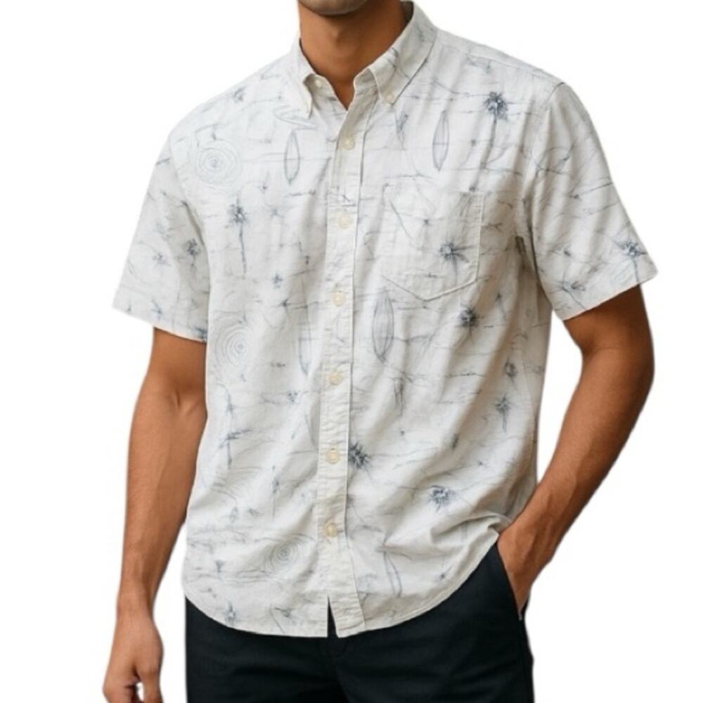 GAP Caribbean Island Map Print Button-Up Shirt XL – Vacation Resort Style